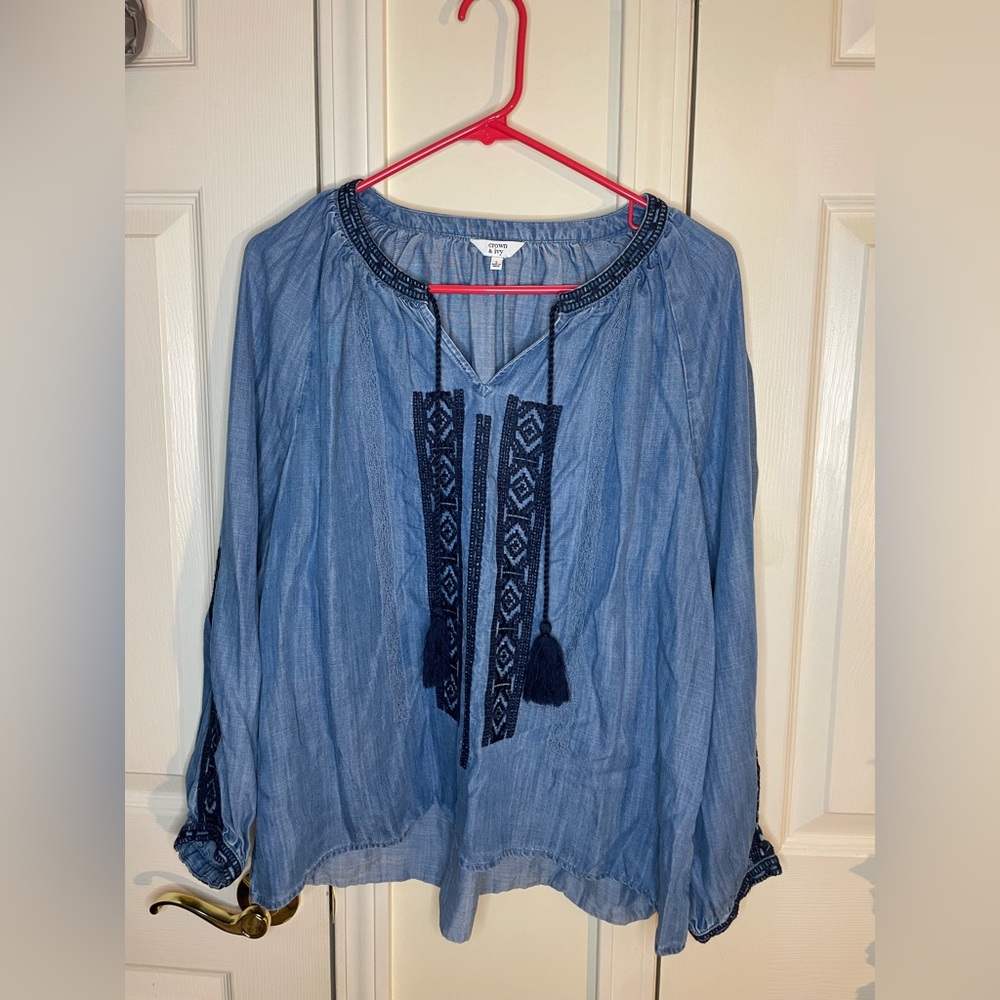 Crown and Ivy denim blouse
